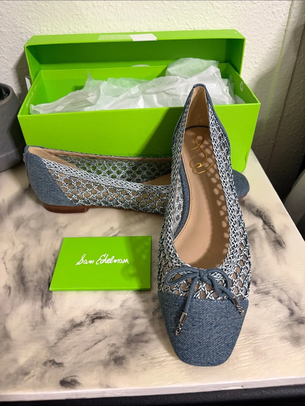 Sam Edelman Denim Blue Woven Ballet Flats - Picture 1 of 7